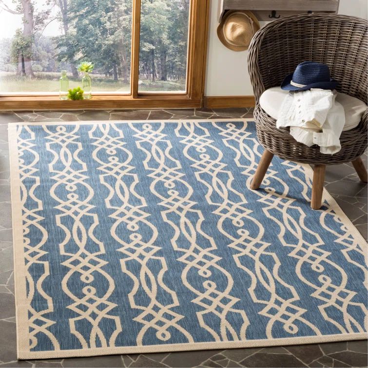 Handmade Azurite Blue Rectangular Synthetic Area Rug, 78"