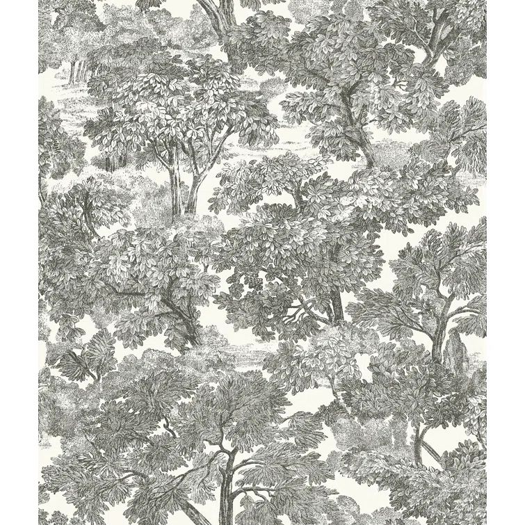Chesapeake Black and Gray Floral Pre-pasted Wallpaper