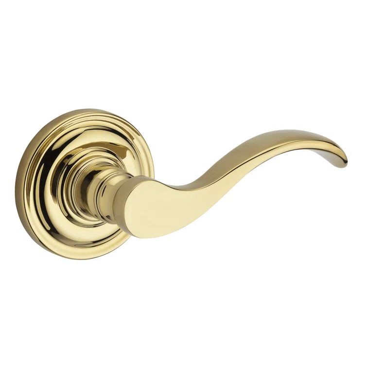 Polished Brass Wave Lever Passage Door Handle
