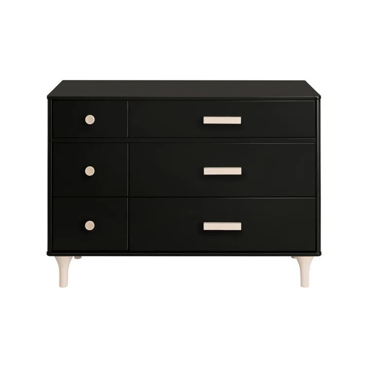 Lolly 6-Drawer Assembled Double Dresser in Black and Washed Natural