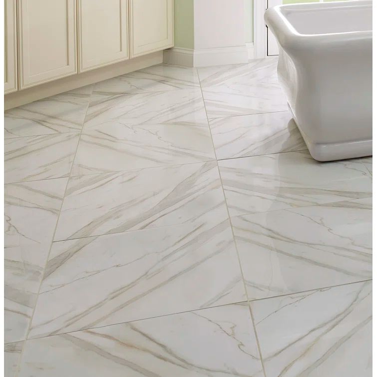 Calacatta White and Gray 24'' x 24'' Porcelain Floor Tile