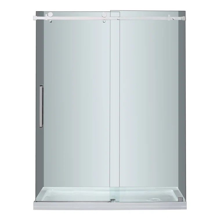 Moselle 60'' x 77.5'' Frosted Glass Frameless Sliding Shower Door