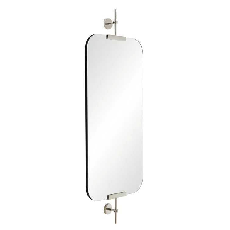 Polished Nickel Rectangular Wall Mirror with Rounded Edges