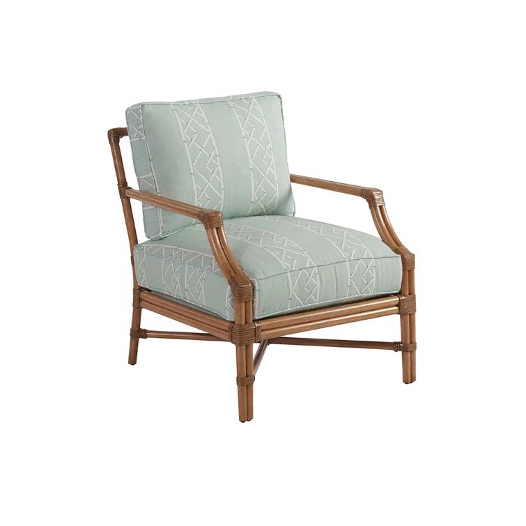 Laguna Sands Rattan Armchair with Sea Mist Upholstery