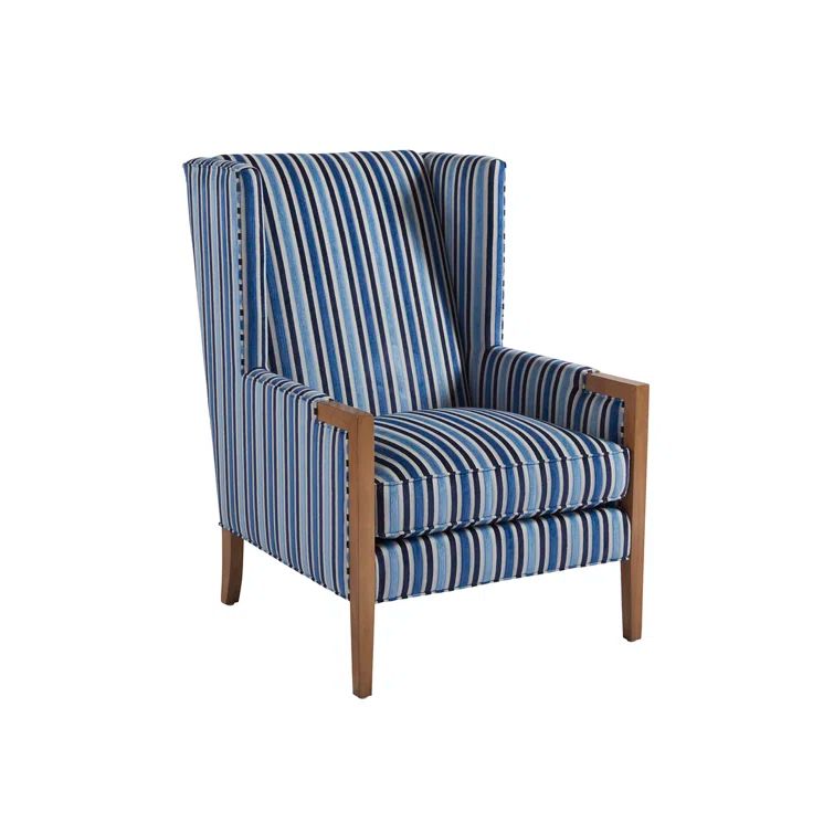 Laguna Sands Blue Stripe Handcrafted Wingback Chair