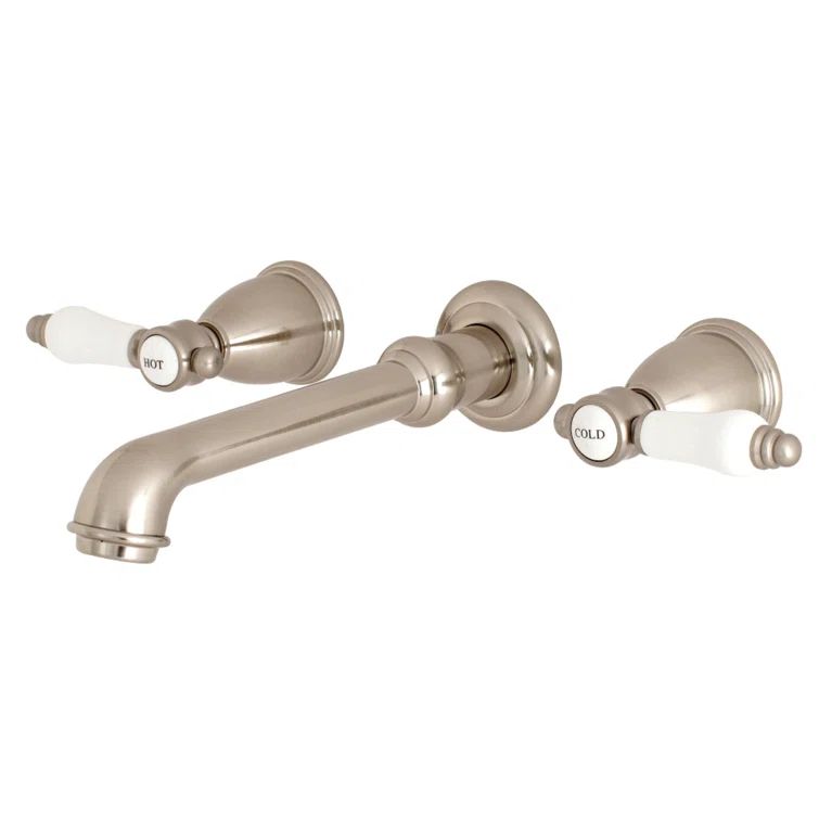 Brushed Nickel Dual Handle Wall Mount Roman Tub Faucet