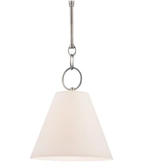 Historic Nickel Single Pendant Light with Off White Shade