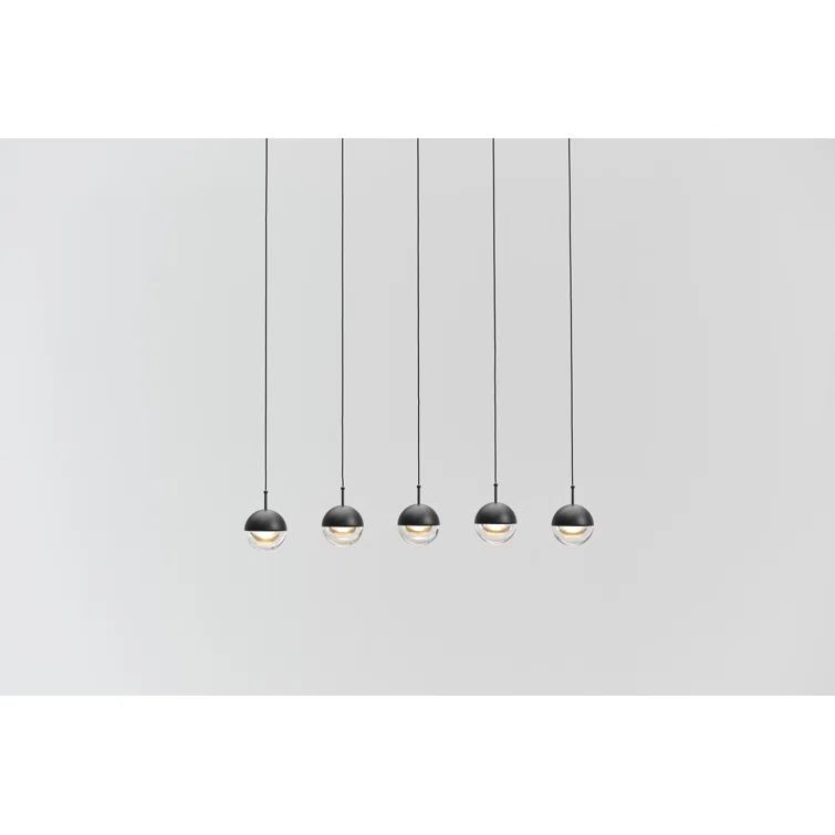 Black Glass LED Linear Suspension Pendant Light