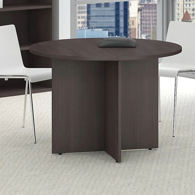 Storm Gray Round Engineered Wood Home Office Desk