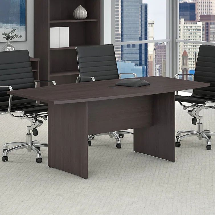 Storm Gray Engineered Wood Boat Shaped Conference Table, 72"