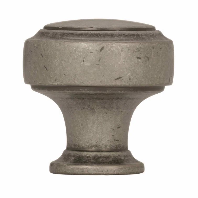 Highland Ridge Round Pewter Cabinet Knob with Mounting Hardware