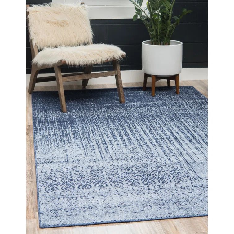 Reversible Tufted Blue Spot 10' x 14' Easy Care Rug