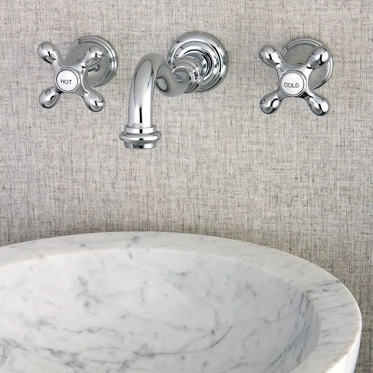 Elegant Brushed Nickel 2-Handle Wall-Mount Bathroom Faucet