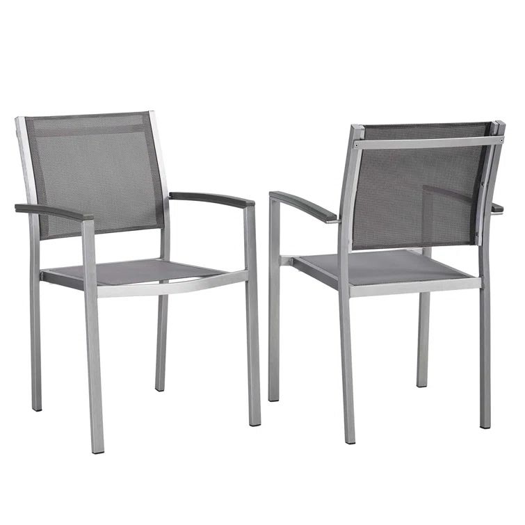 Shore 22" Silver Gray Aluminum Patio Dining Chair Set