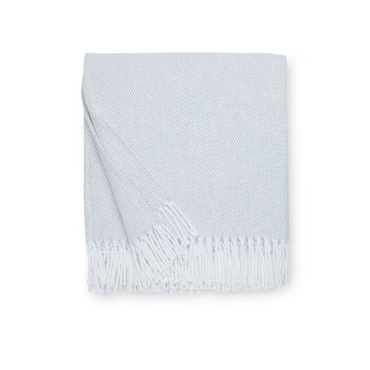 Blue Cotton Fringe Rustic Throw Blanket