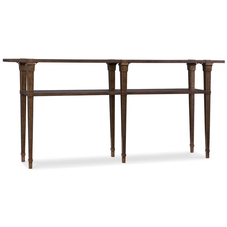 Transitional Acacia and Metal Console Table with Storage Shelf