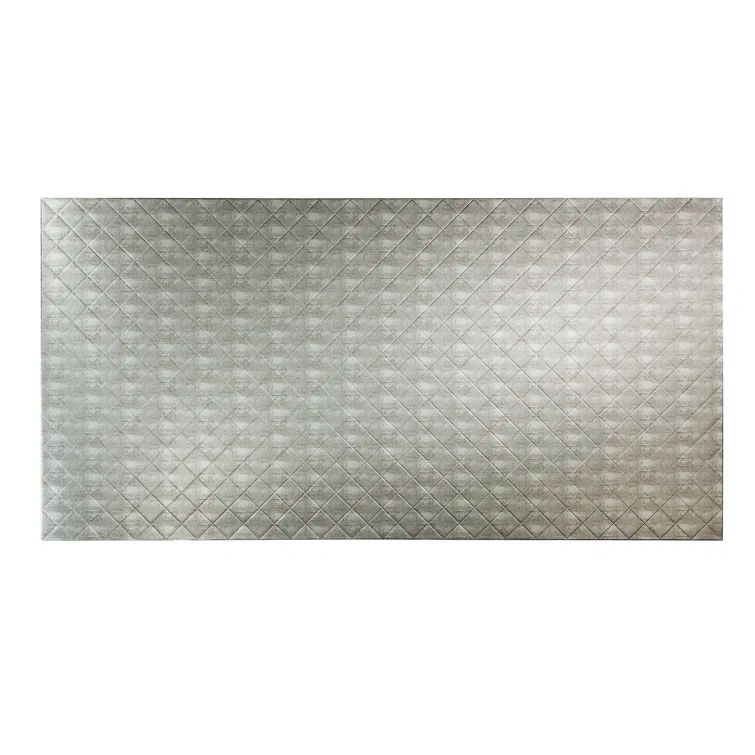 Cross Hatch Silver Quilted PVC Decorative Wall Panel 48" x 96"