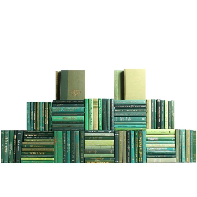 Modern Boxwood Green Decorative Book Wall Set