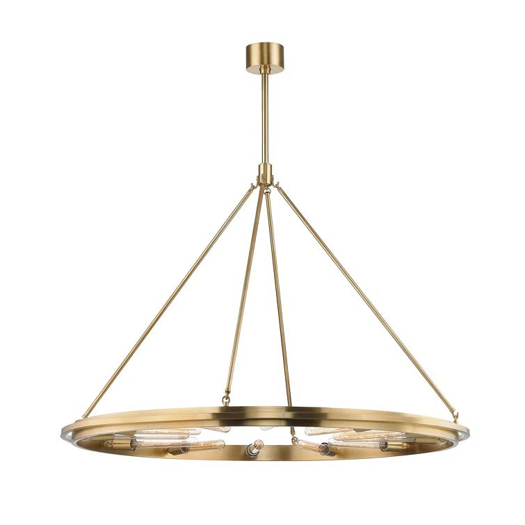 Aged Brass 12-Light Indoor/Outdoor Wagon Wheel Chandelier