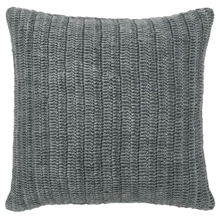 Gray Chunky Knit Linen Square Throw Pillow