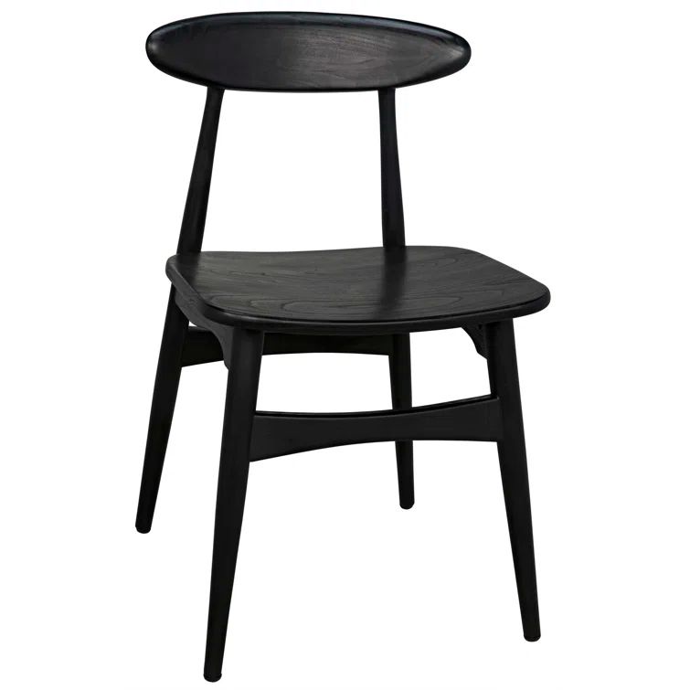 Charcoal Black Upholstered Solid Wood Side Chair