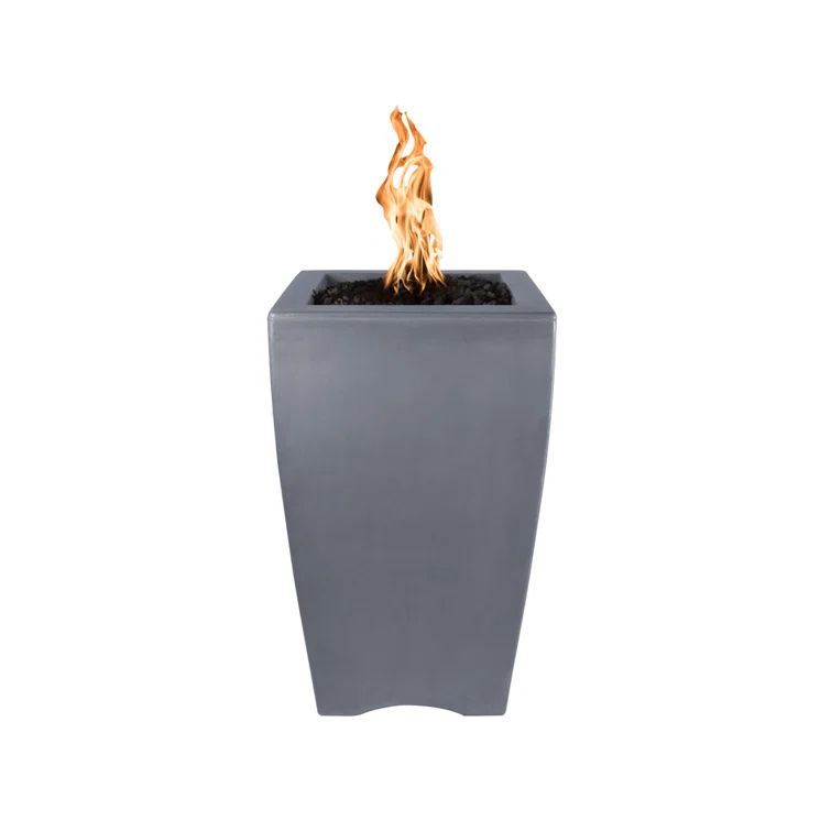 Gray Concrete Free-standing Gas Fire Pit Column