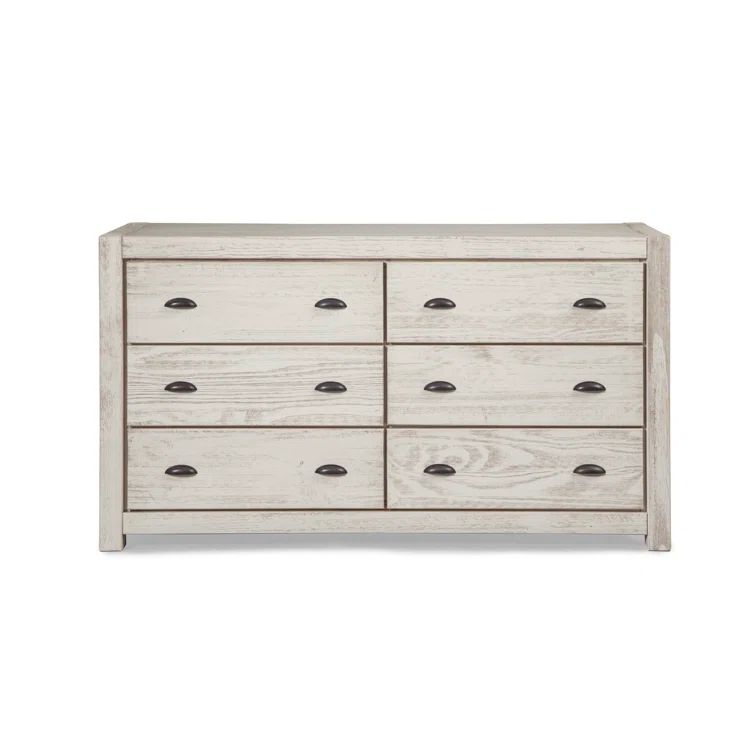 Rustic Off-White Double Dresser with Extra Deep Drawers