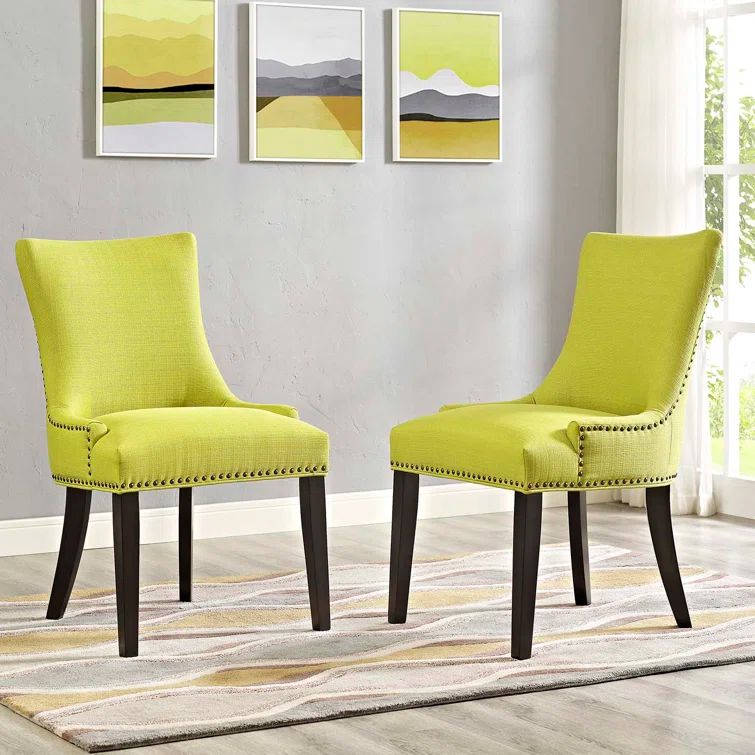 Wheatgrass Upholstered Parsons Side Chair with Wood Legs