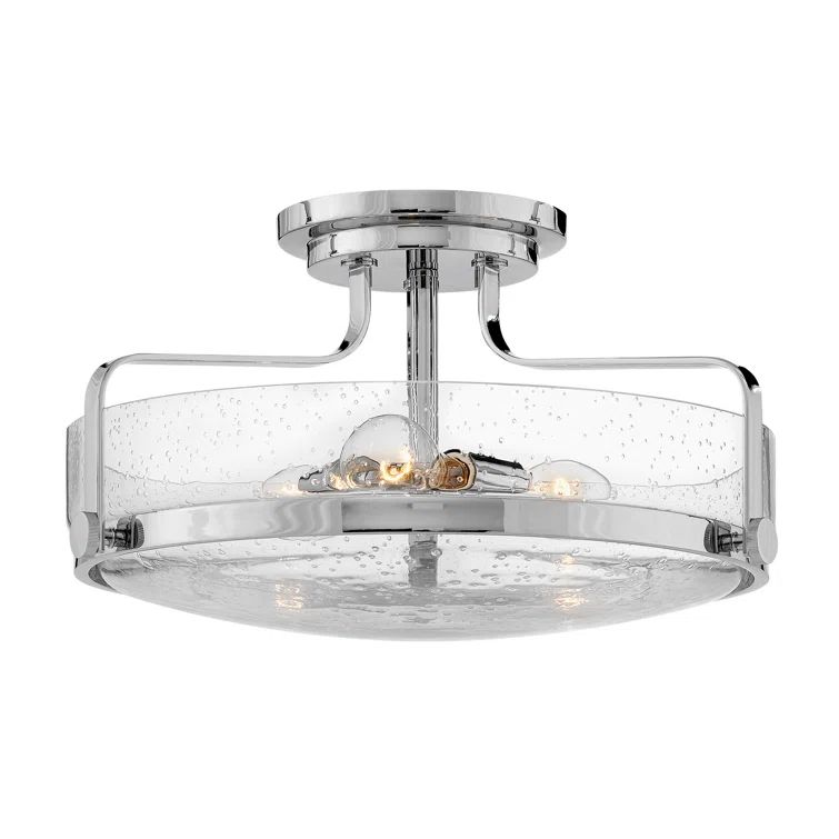 Harper 3-Light Chrome Semi-Flush Mount with Clear Seedy Glass