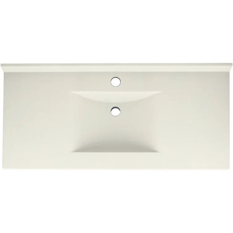 White Engineered Solid Surface Single Sink Bathroom Vanity Top