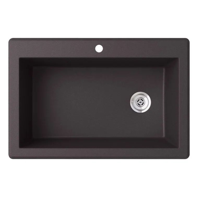33'' Matte Black Granite Composite Single Bowl Drop-In Kitchen Sink