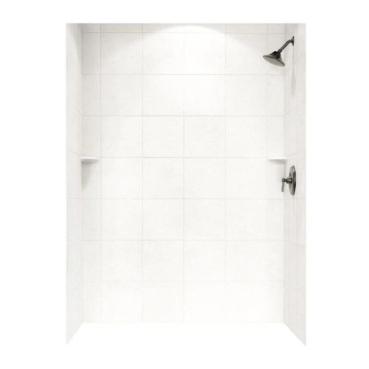 96'' Tall Tahiti White Solid Surface Alcove Wall Panels