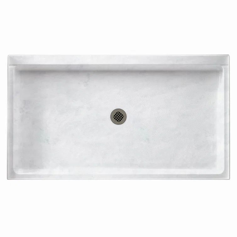 Ice Finish Rectangular Solid Surface Shower Base with Center Drain