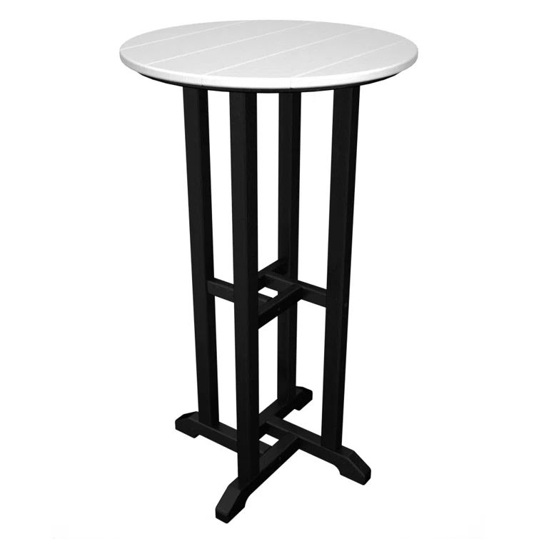 Black and White Polywood Round Bar Height Table