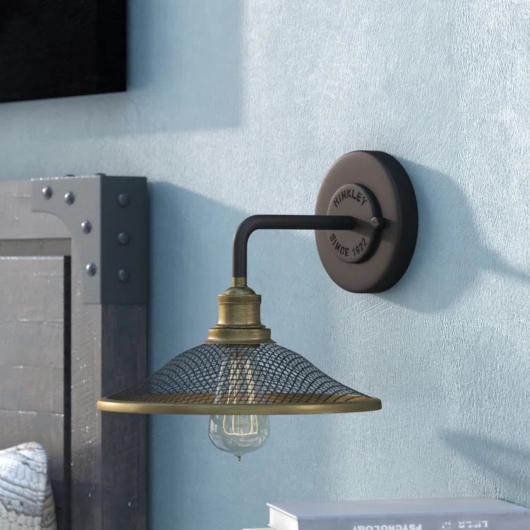 Buckeye Bronze Dimmable 1-Light Industrial Sconce with Mesh Shade