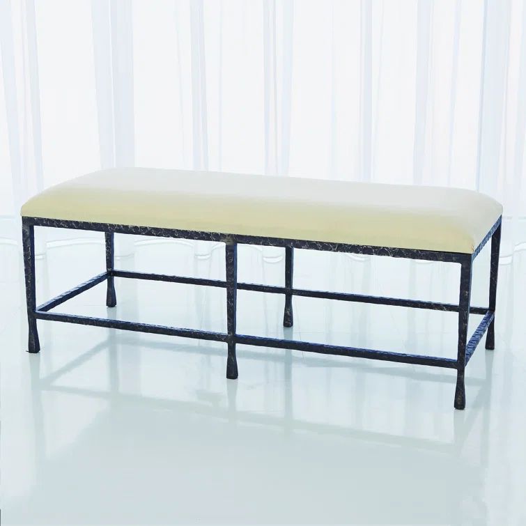 Quad Pod Natural Iron Bench with Muslin Cushion