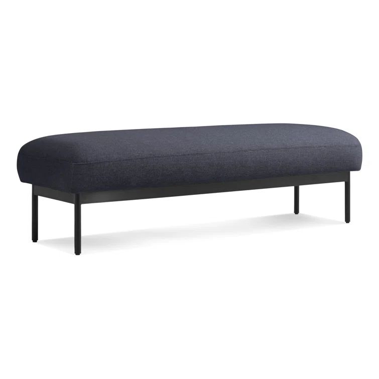Edwards Navy Crossweave Upholstered Bench with Steel Legs