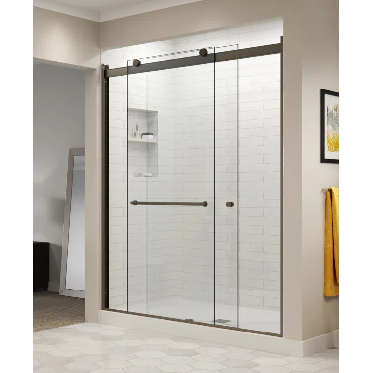 Rotolo 52" Oil Rubbed Bronze Semi-Frameless Sliding Shower Door