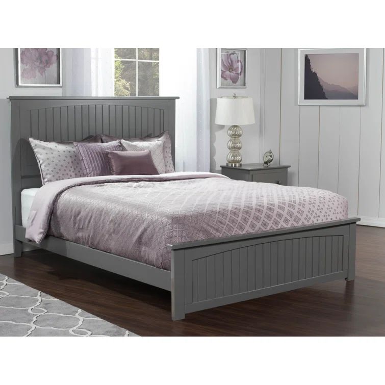 Nantucket Gray Queen Solid Wood Platform Bed with Slats