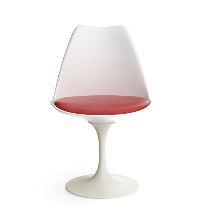 Odyssey Mid-Century Modern Red Swivel Side Chair with Polycotton Cushion