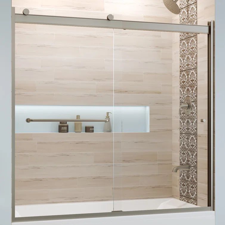 Rotolo 60" Brushed Nickel Semi-Frameless Sliding Tub Door