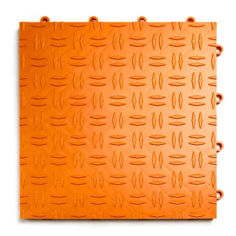 Heavy Duty Orange Diamond Plate Interlocking Garage Floor Tiles
