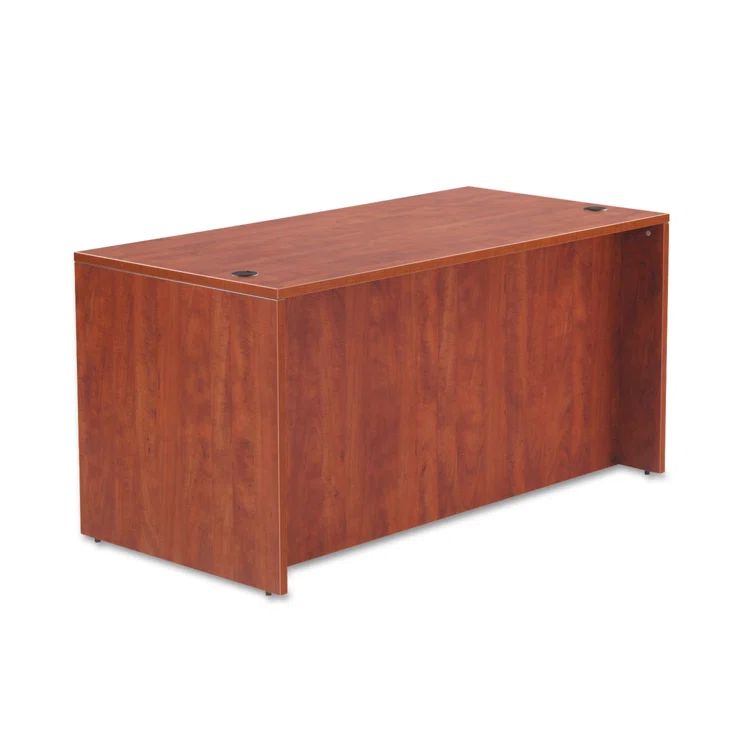 Medium Cherry 65" Office Desk with Drawer & Filing Cabinet