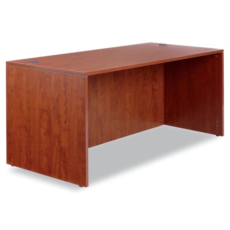 Medium Cherry Laminate Rectangular Desk with Grommets