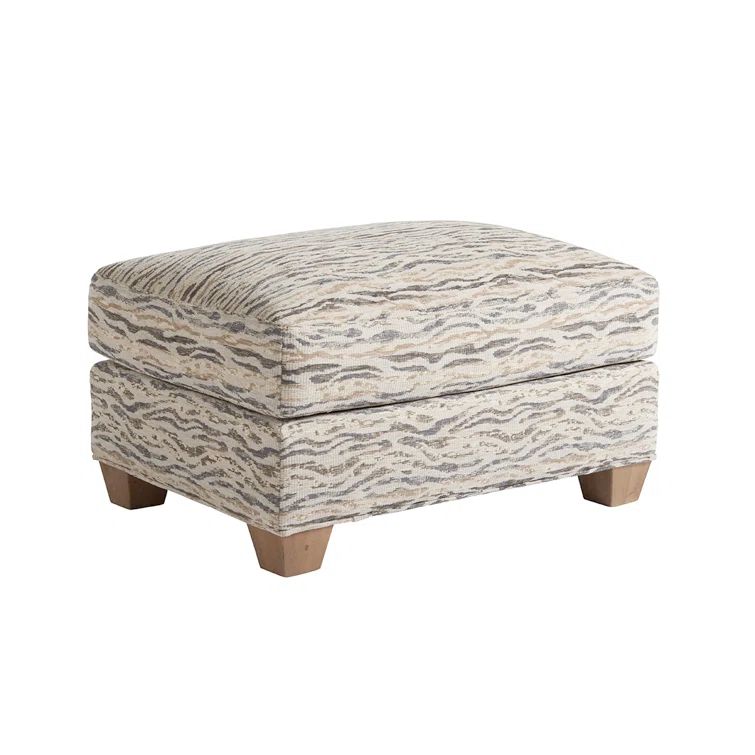 White Knotty Oak Transitional Ottoman with Linen Glaze