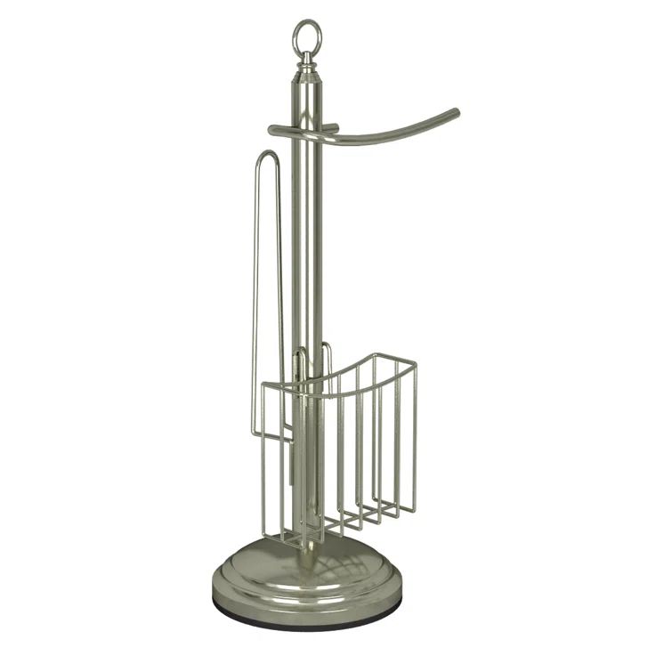 Satin Nickel Freestanding Toilet Paper Holder with Storage