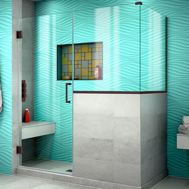 Unidoor Plus 60" Frameless Hinged Shower Enclosure with Clear Glass