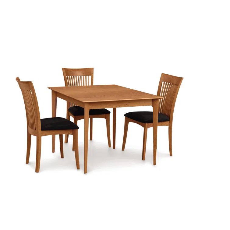 Rustic Natural Cherry Wood Extendable Square Dining Table