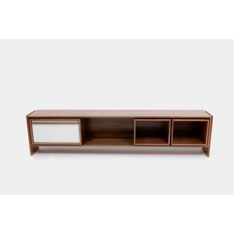 Battleship Grey Walnut Veneer TV Stand with Cabinet