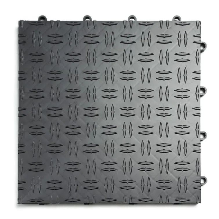 Graphite Heavy-Duty Polypropylene Diamond Tread Garage Flooring Tiles